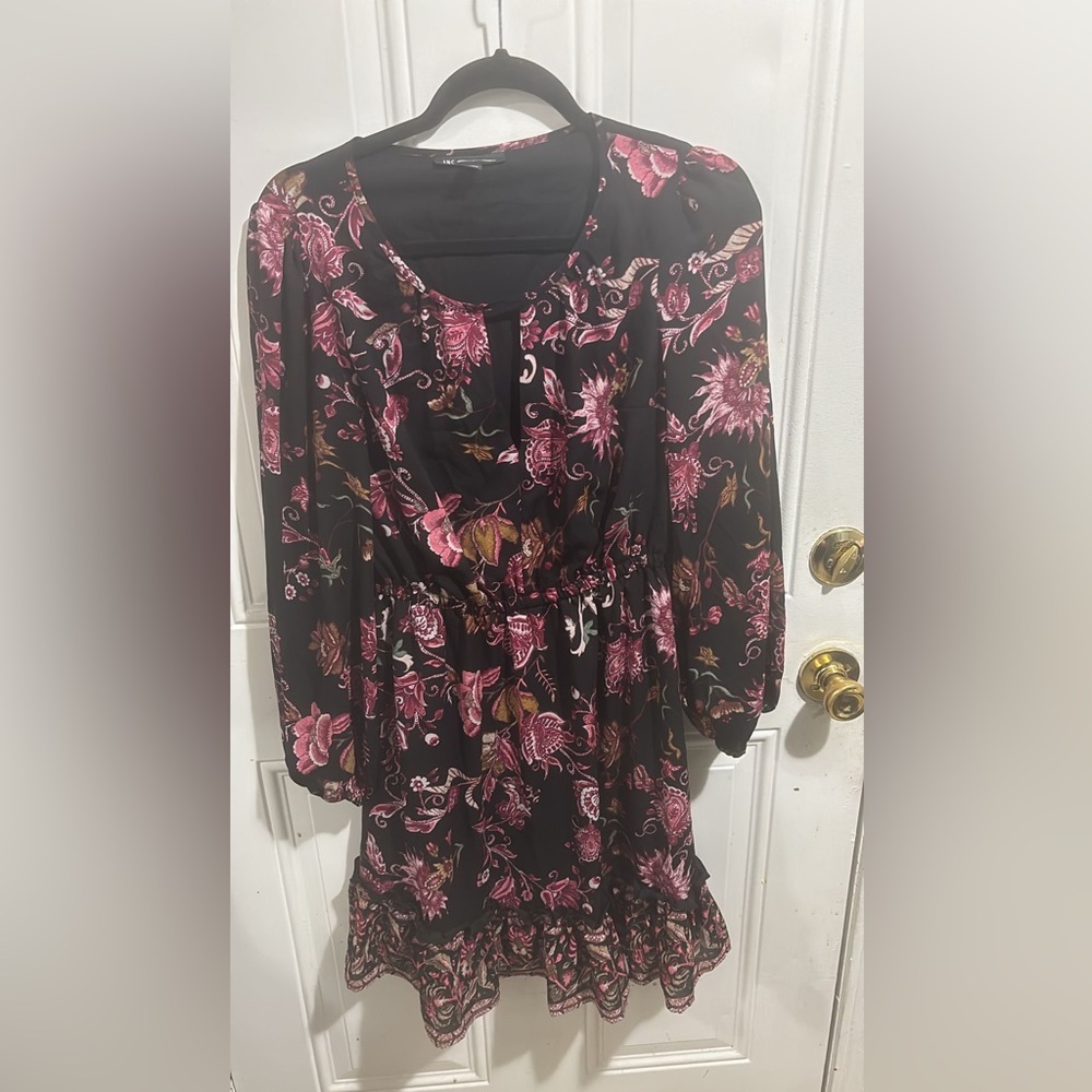 INC International Concepts Black and Pink Floral Dress
